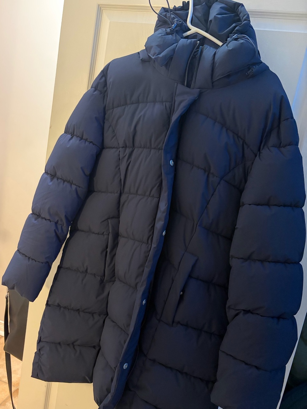 Ardene Maxi Puff Navy Blue Long Puffer Coat with Hood